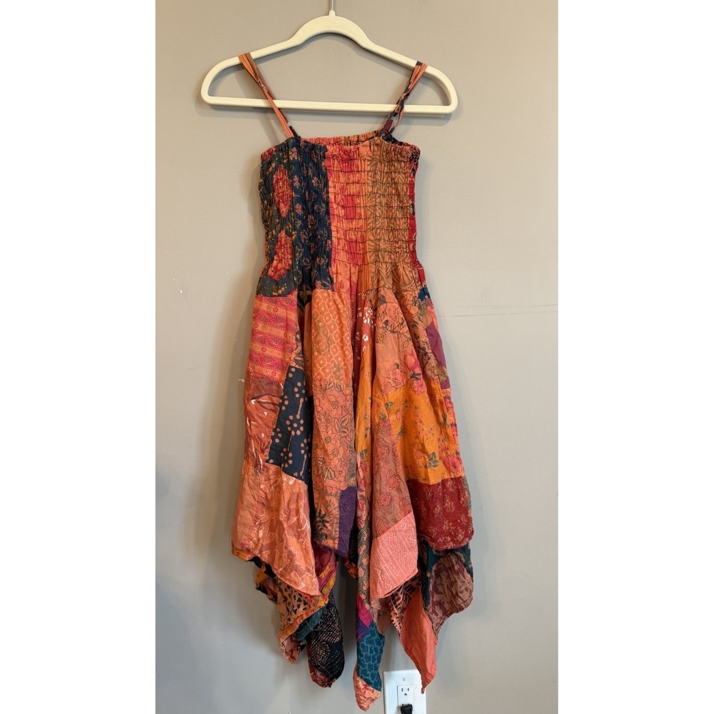 Etc. Patchwork Dress Multi-color Asymmetrical Boho Hippie Fairy Festival Artsy